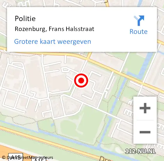 Locatie op kaart van de 112 melding: Politie Rozenburg, Frans Halsstraat op 3 januari 2023 03:40