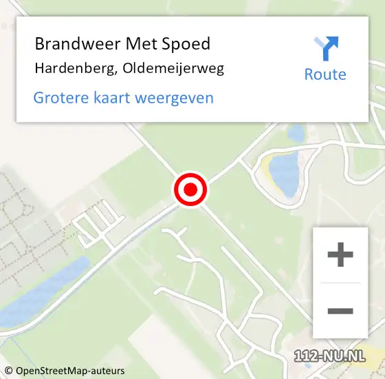 Locatie op kaart van de 112 melding: Brandweer Met Spoed Naar Hardenberg, Oldemeijerweg op 10 augustus 2014 21:59