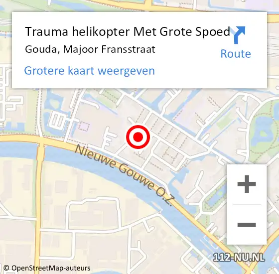 Locatie op kaart van de 112 melding: Trauma helikopter Met Grote Spoed Naar Gouda, Majoor Fransstraat op 3 januari 2023 04:11