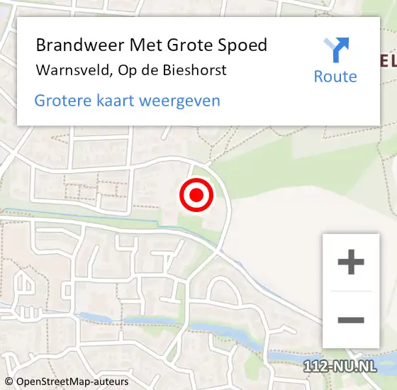 Locatie op kaart van de 112 melding: Brandweer Met Grote Spoed Naar Warnsveld, Op de Bieshorst op 3 januari 2023 04:38