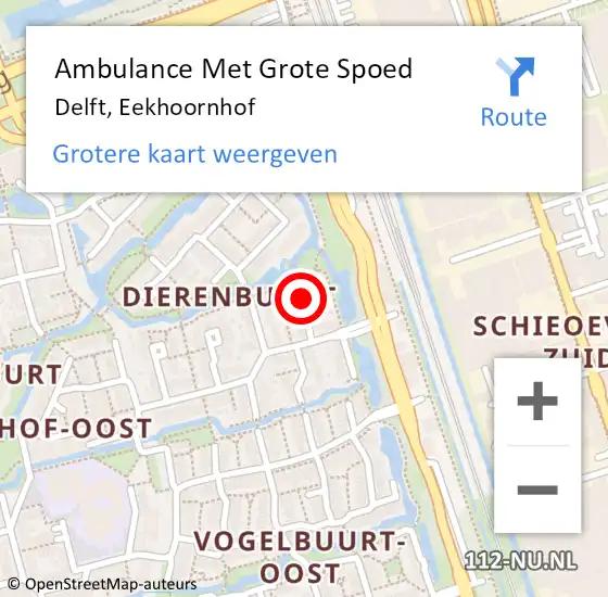 Locatie op kaart van de 112 melding: Ambulance Met Grote Spoed Naar Delft, Eekhoornhof op 3 januari 2023 05:25