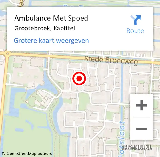 Locatie op kaart van de 112 melding: Ambulance Met Spoed Naar Grootebroek, Kapittel op 3 januari 2023 05:38