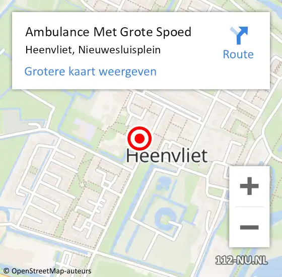 Locatie op kaart van de 112 melding: Ambulance Met Grote Spoed Naar Heenvliet, Nieuwesluisplein op 3 januari 2023 06:02