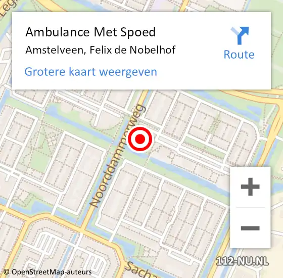 Locatie op kaart van de 112 melding: Ambulance Met Spoed Naar Amstelveen, Felix de Nobelhof op 3 januari 2023 06:40