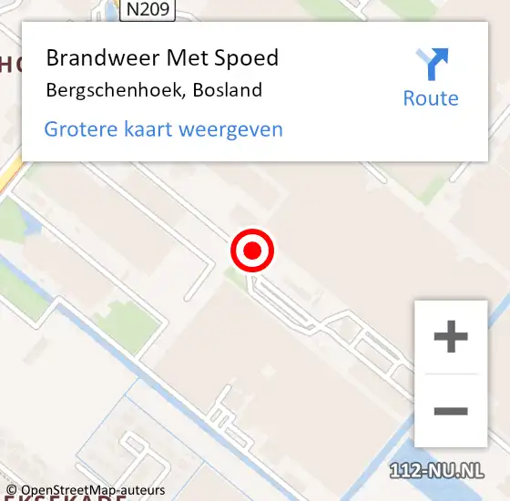 Locatie op kaart van de 112 melding: Brandweer Met Spoed Naar Bergschenhoek, Bosland op 3 januari 2023 07:14