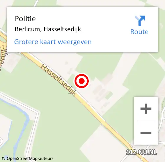 Locatie op kaart van de 112 melding: Politie Berlicum, Hasseltsedijk op 3 januari 2023 07:48