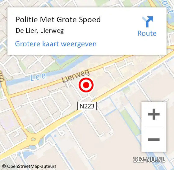 Locatie op kaart van de 112 melding: Politie Met Grote Spoed Naar De Lier, Lierweg op 3 januari 2023 07:59