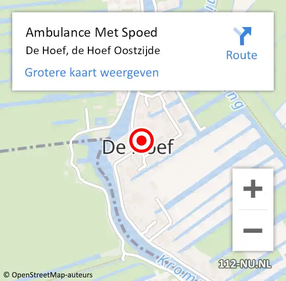 Locatie op kaart van de 112 melding: Ambulance Met Spoed Naar De Hoef, de Hoef Oostzijde op 3 januari 2023 08:35