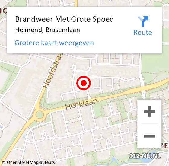 Locatie op kaart van de 112 melding: Brandweer Met Grote Spoed Naar Helmond, Brasemlaan op 3 januari 2023 08:38