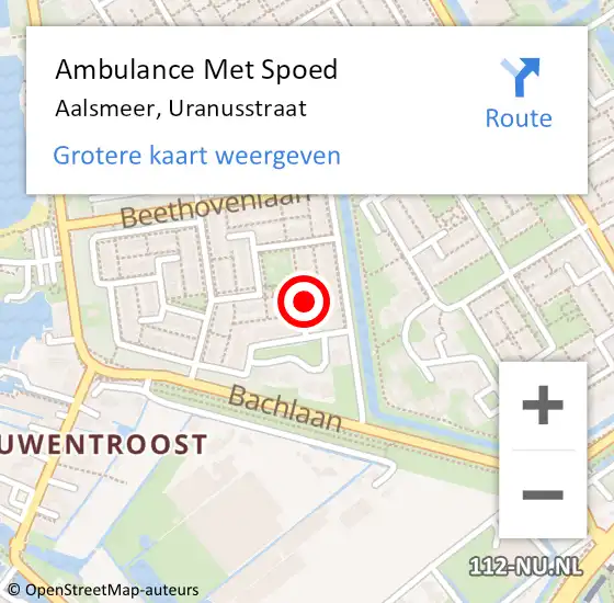 Locatie op kaart van de 112 melding: Ambulance Met Spoed Naar Aalsmeer, Uranusstraat op 3 januari 2023 08:50