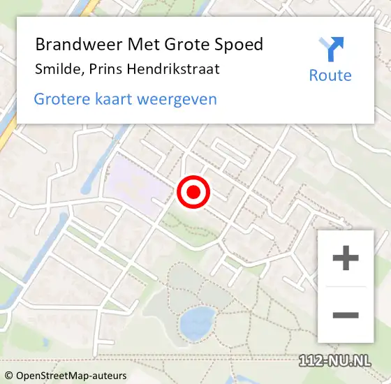 Locatie op kaart van de 112 melding: Brandweer Met Grote Spoed Naar Smilde, Prins Hendrikstraat op 3 januari 2023 08:51