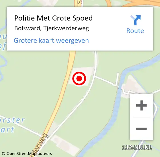 Locatie op kaart van de 112 melding: Politie Met Grote Spoed Naar Bolsward, Tjerkwerderweg op 3 januari 2023 09:04