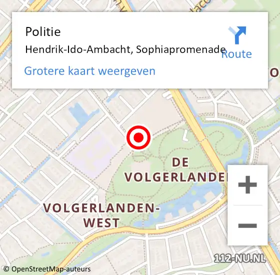 Locatie op kaart van de 112 melding: Politie Hendrik-Ido-Ambacht, Sophiapromenade op 3 januari 2023 09:16