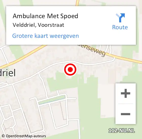 Locatie op kaart van de 112 melding: Ambulance Met Spoed Naar Velddriel, Voorstraat op 3 januari 2023 09:16