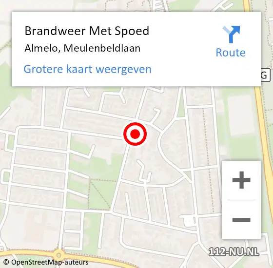 Locatie op kaart van de 112 melding: Brandweer Met Spoed Naar Almelo, Meulenbeldlaan op 3 januari 2023 09:17