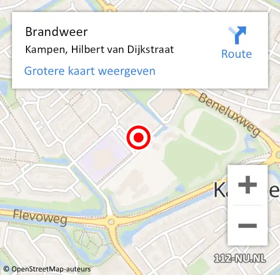 Locatie op kaart van de 112 melding: Brandweer Kampen, Hilbert van Dijkstraat op 3 januari 2023 09:18