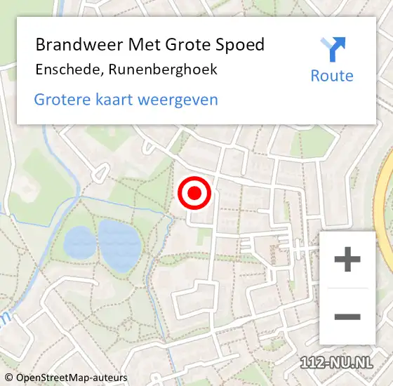 Locatie op kaart van de 112 melding: Brandweer Met Grote Spoed Naar Enschede, Runenberghoek op 3 januari 2023 09:45