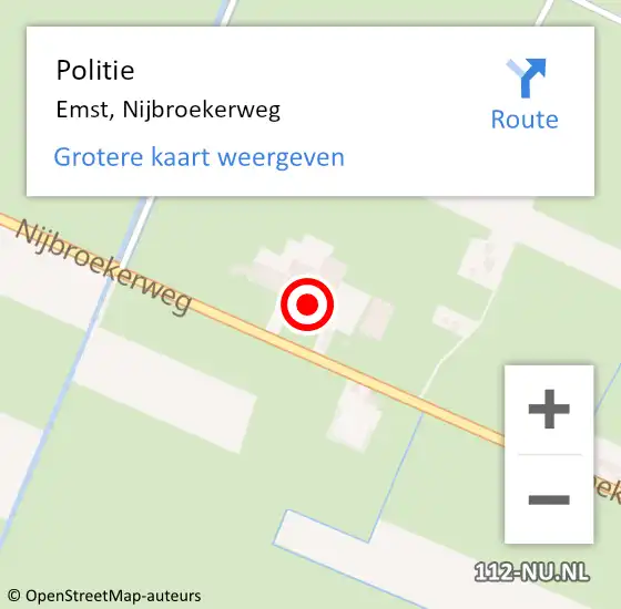 Locatie op kaart van de 112 melding: Politie Emst, Nijbroekerweg op 3 januari 2023 09:47