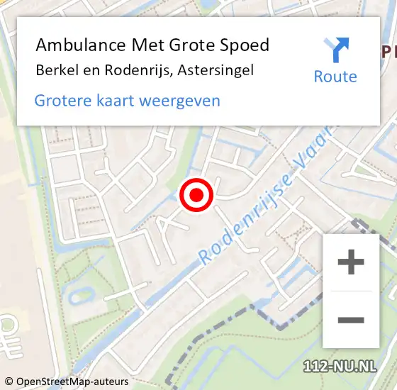 Locatie op kaart van de 112 melding: Ambulance Met Grote Spoed Naar Berkel en Rodenrijs, Astersingel op 3 januari 2023 10:19