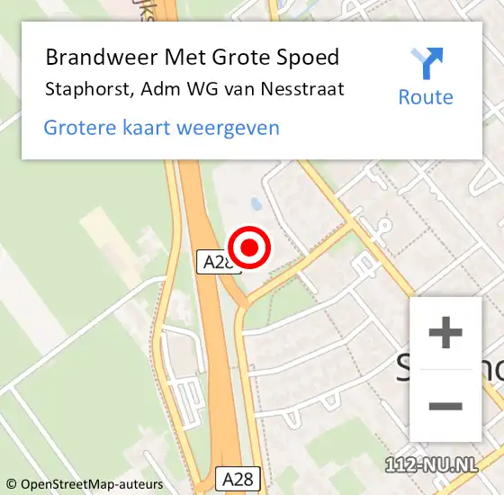 Locatie op kaart van de 112 melding: Brandweer Met Grote Spoed Naar Staphorst, Adm WG van Nesstraat op 3 januari 2023 10:25