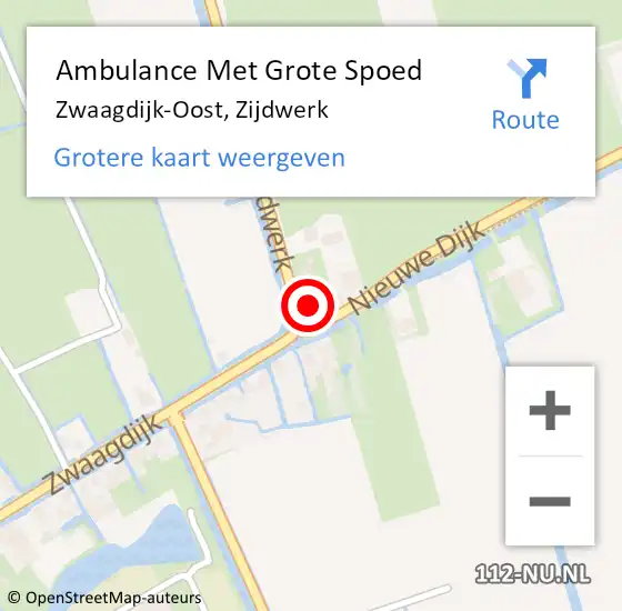 Locatie op kaart van de 112 melding: Ambulance Met Grote Spoed Naar Zwaagdijk-Oost, Zijdwerk op 3 januari 2023 10:28