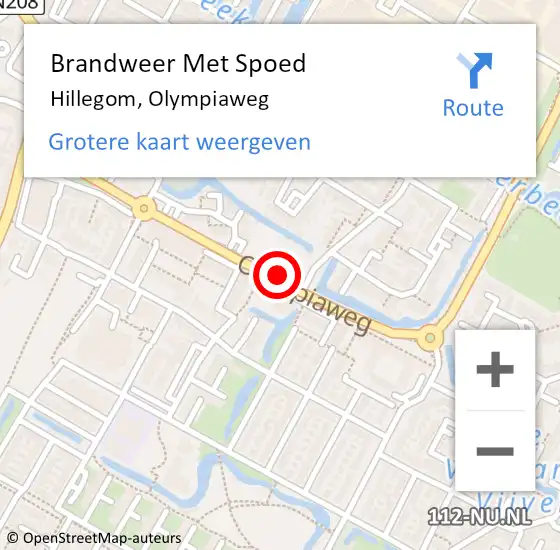 Locatie op kaart van de 112 melding: Brandweer Met Spoed Naar Hillegom, Olympiaweg op 11 oktober 2013 08:58