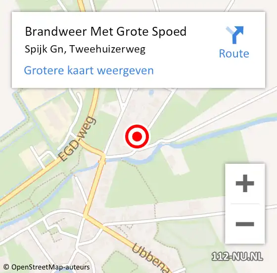 Locatie op kaart van de 112 melding: Brandweer Met Grote Spoed Naar Spijk Gn, Tweehuizerweg op 3 januari 2023 10:33