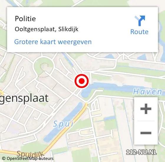 Locatie op kaart van de 112 melding: Politie Ooltgensplaat, Slikdijk op 3 januari 2023 10:40