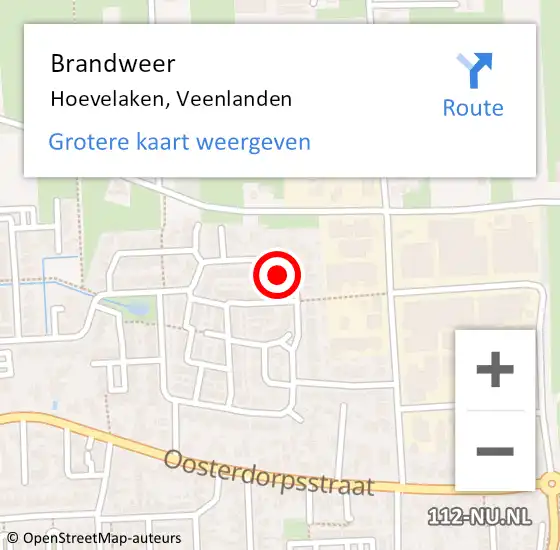 Locatie op kaart van de 112 melding: Brandweer Hoevelaken, Veenlanden op 3 januari 2023 10:45