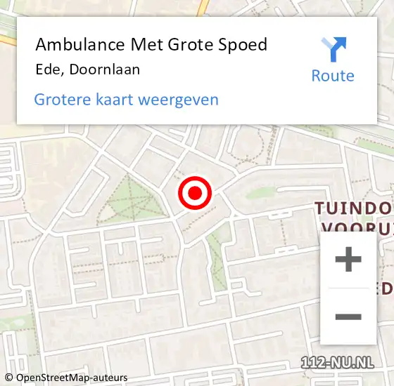 Locatie op kaart van de 112 melding: Ambulance Met Grote Spoed Naar Ede, Doornlaan op 3 januari 2023 10:46