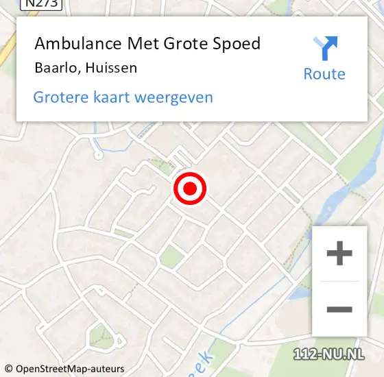 Locatie op kaart van de 112 melding: Ambulance Met Grote Spoed Naar Baarlo, Huissen op 10 augustus 2014 22:48