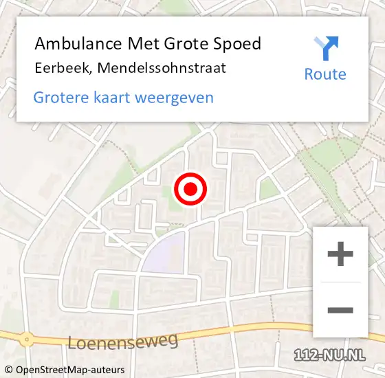 Locatie op kaart van de 112 melding: Ambulance Met Grote Spoed Naar Eerbeek, Mendelssohnstraat op 3 januari 2023 11:03