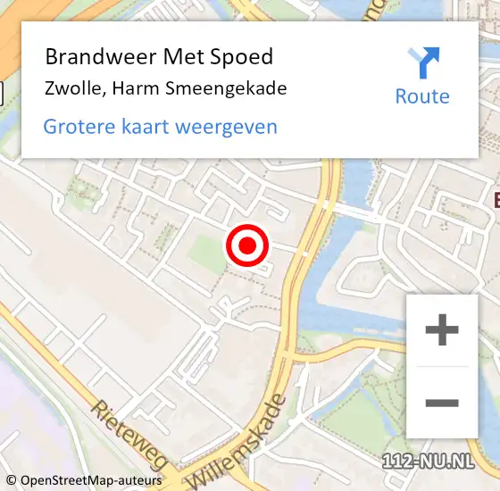 Locatie op kaart van de 112 melding: Brandweer Met Spoed Naar Zwolle, Harm Smeengekade op 3 januari 2023 11:26