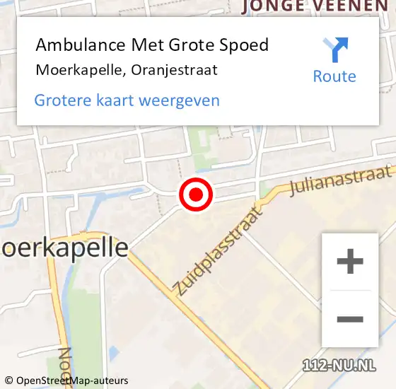 Locatie op kaart van de 112 melding: Ambulance Met Grote Spoed Naar Moerkapelle, Oranjestraat op 3 januari 2023 11:31