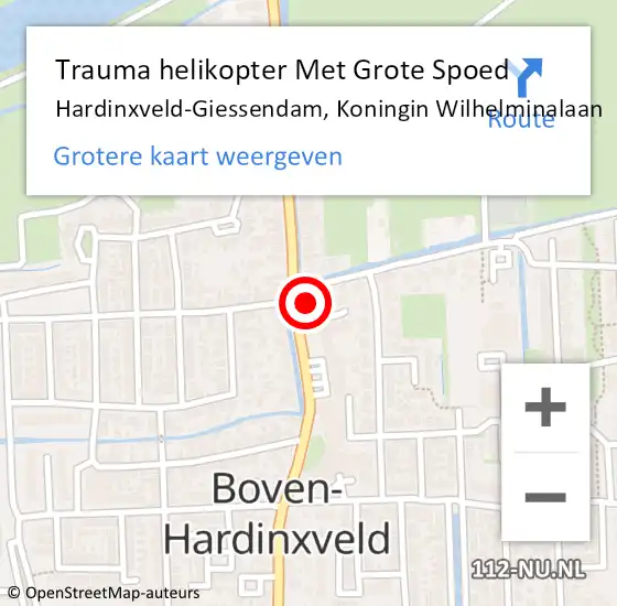 Locatie op kaart van de 112 melding: Trauma helikopter Met Grote Spoed Naar Hardinxveld-Giessendam, Koningin Wilhelminalaan op 3 januari 2023 11:36