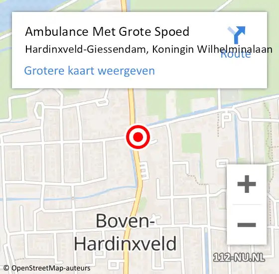 Locatie op kaart van de 112 melding: Ambulance Met Grote Spoed Naar Hardinxveld-Giessendam, Koningin Wilhelminalaan op 3 januari 2023 11:37