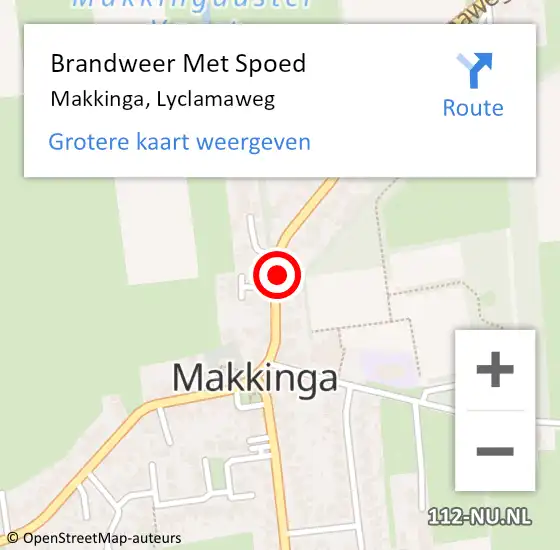Locatie op kaart van de 112 melding: Brandweer Met Spoed Naar Makkinga, Lyclamaweg op 3 januari 2023 11:44