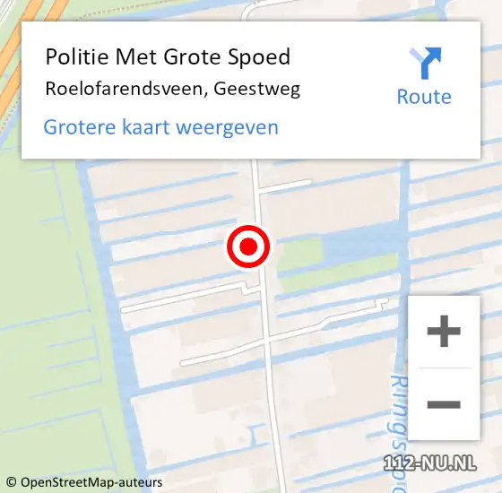 Locatie op kaart van de 112 melding: Politie Met Grote Spoed Naar Roelofarendsveen, Geestweg op 3 januari 2023 11:50