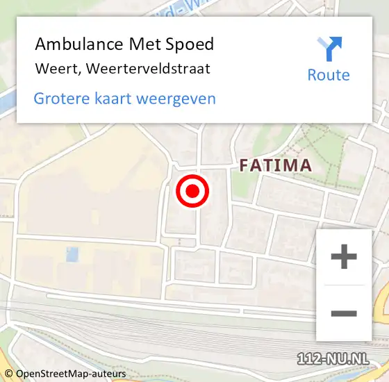 Locatie op kaart van de 112 melding: Ambulance Met Spoed Naar Weert, Weerterveldstraat op 10 augustus 2014 23:01