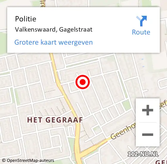 Locatie op kaart van de 112 melding: Politie Valkenswaard, Gagelstraat op 3 januari 2023 12:06