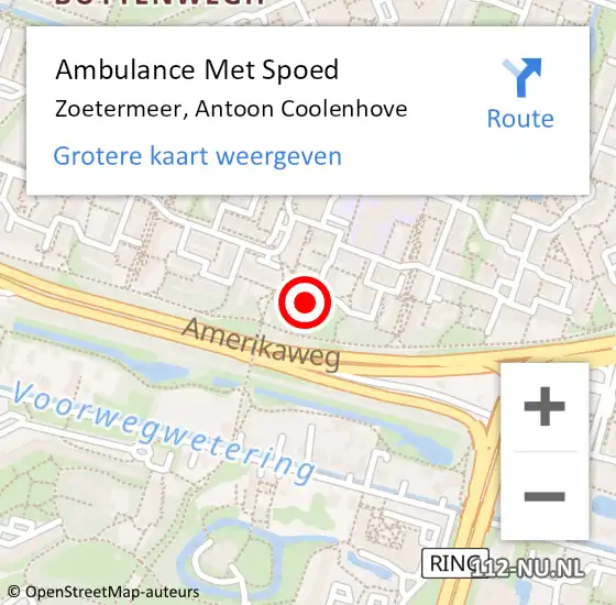 Locatie op kaart van de 112 melding: Ambulance Met Spoed Naar Zoetermeer, Antoon Coolenhove op 3 januari 2023 12:12