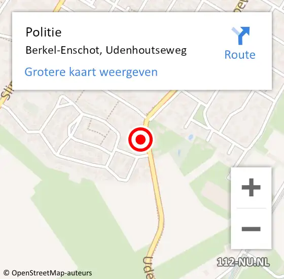 Locatie op kaart van de 112 melding: Politie Berkel-Enschot, Udenhoutseweg op 3 januari 2023 12:40