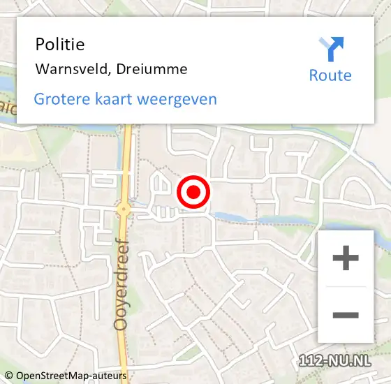 Locatie op kaart van de 112 melding: Politie Warnsveld, Dreiumme op 3 januari 2023 12:47