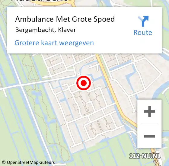 Locatie op kaart van de 112 melding: Ambulance Met Grote Spoed Naar Bergambacht, Klaver op 3 januari 2023 13:02