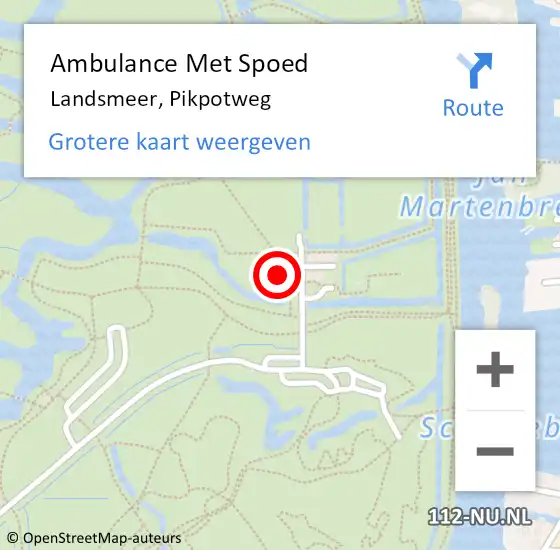 Locatie op kaart van de 112 melding: Ambulance Met Spoed Naar Landsmeer, Pikpotweg op 3 januari 2023 13:08