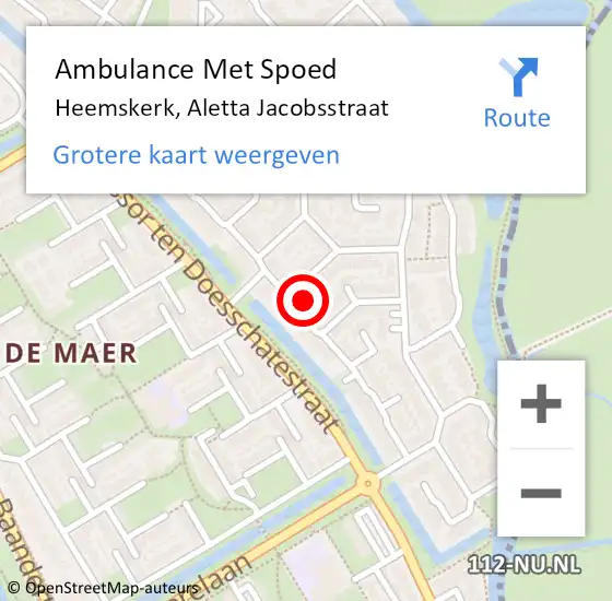 Locatie op kaart van de 112 melding: Ambulance Met Spoed Naar Heemskerk, Aletta Jacobsstraat op 3 januari 2023 13:10