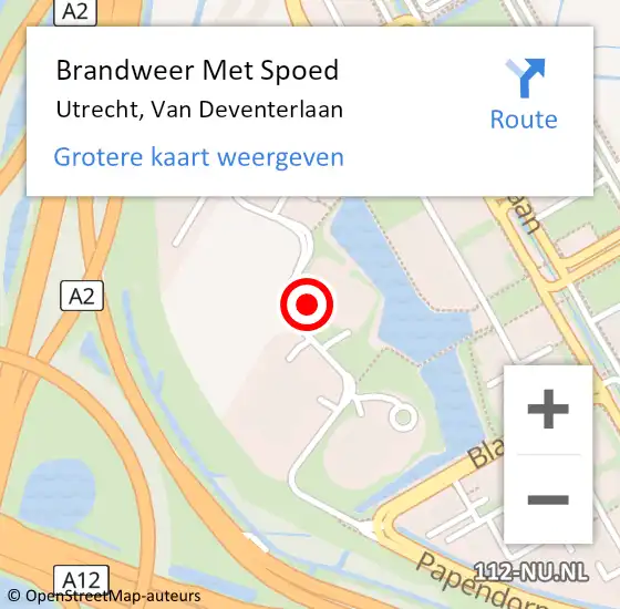 Locatie op kaart van de 112 melding: Brandweer Met Spoed Naar Utrecht, Van Deventerlaan op 3 januari 2023 13:18