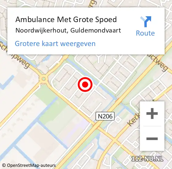 Locatie op kaart van de 112 melding: Ambulance Met Grote Spoed Naar Noordwijkerhout, Guldemondvaart op 3 januari 2023 13:28