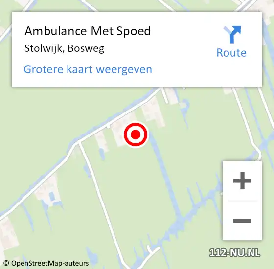 Locatie op kaart van de 112 melding: Ambulance Met Spoed Naar Stolwijk, Bosweg op 3 januari 2023 13:29
