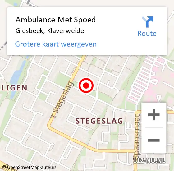 Locatie op kaart van de 112 melding: Ambulance Met Spoed Naar Giesbeek, Klaverweide op 3 januari 2023 13:49